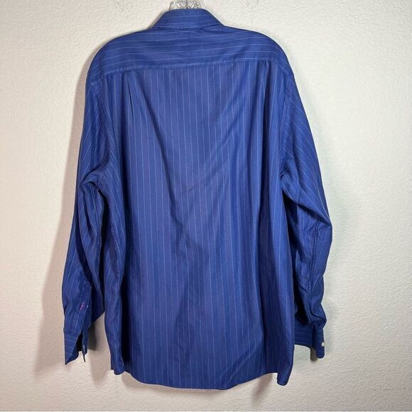 Tommy Bahamma Blue Stripes Long Sleeve Cotton Button Down Shirt Mens Size 16 1/2 - Picture 4 of 7